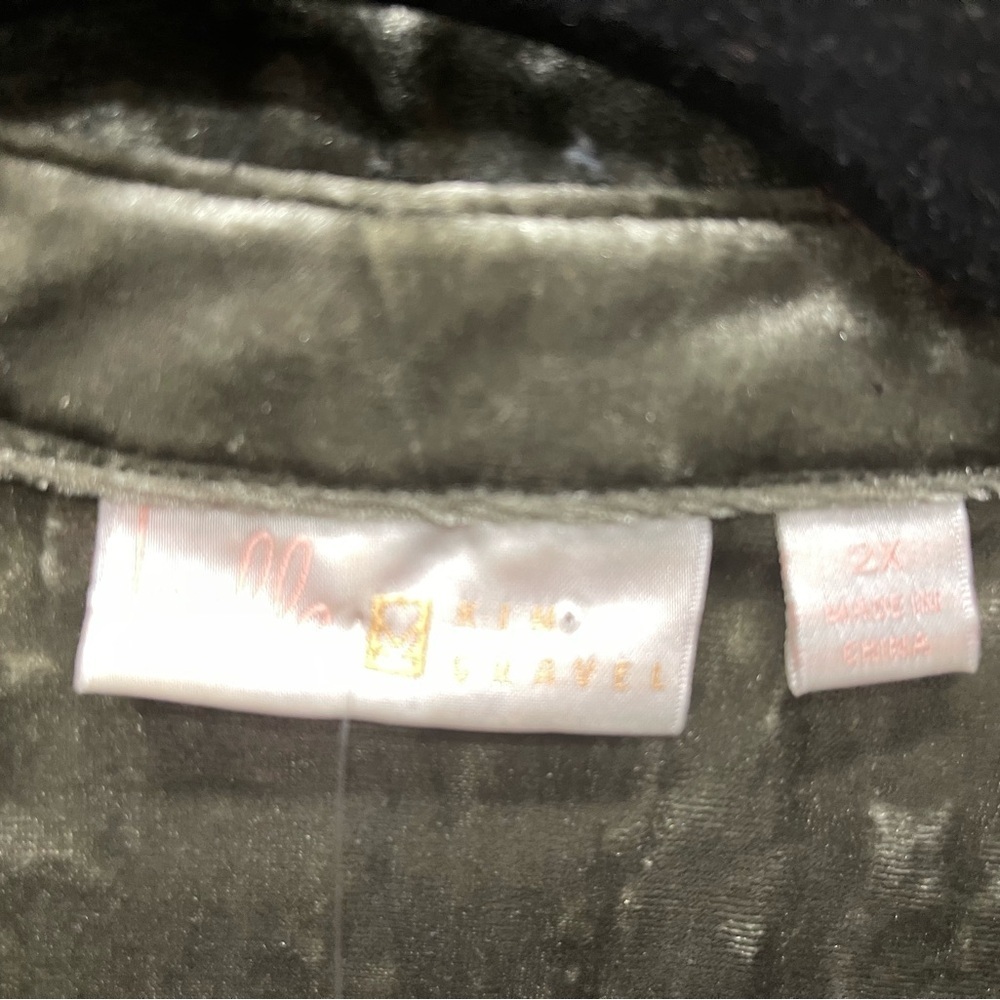 Belle by Kim Gravel Sage velour Button Down Shirt - Picture 2 of 5
